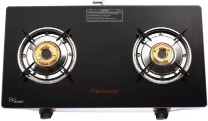 Butterfly Duo Plus 2B Glass Manual Gas Stove  (2 Burners)