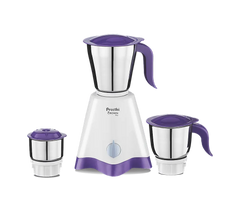 Preethi Crown Pro Mixer Grinder 600 Watt with 3 Jars, 5 Year Warranty (White/Purple)