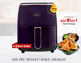 Pigeon Healthifry Plus Digital Air Fryer, 360° High Speed Air Circulation Technology 1400 W with Non-Stick 4.2 L Basket - Purple