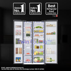 Samsung 653 L, 3 Star, Bespoke, Glass Door, Frost Free, Double Door, Convertible 5-in-1 Digital Inverter, Side By Side AI Enabled Smart Refrigerator with WiFi (RS76CB811312HL, Clean White, 2024 Model)