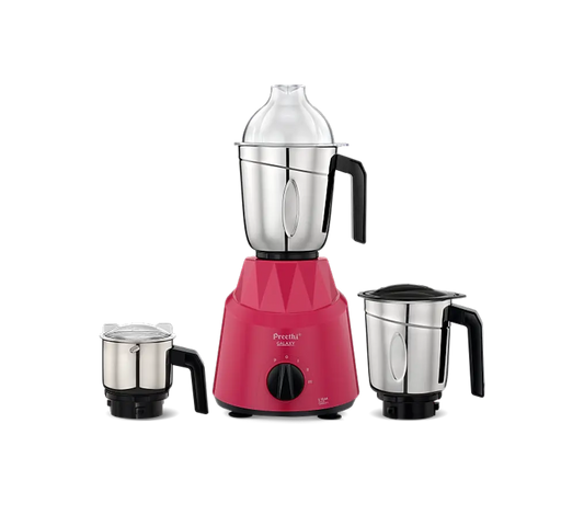 Preethi Galaxy Mixer Grinder 750 Watt with 3 Jars, 5 Yr Motor Warranty (Pink)