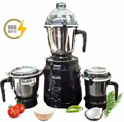 SUJATA by SUJATA dynamix 900 W Mixer Grinder  (dynamix | 3 Jars | White)