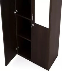 AKSHAY Engineered Wood 2 Door Wardrobe  (Finish Color - New Wenge, Mirror Included, Knock Down)